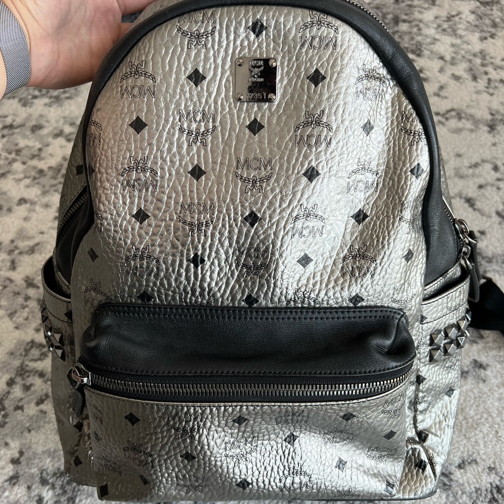MCM silver backpack (large)